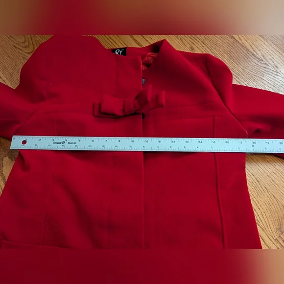 Ampersand Avenue Womens Red Coat With Bow Size Large - Picture 9 of 11